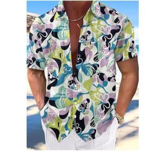 Kirra Tropical Vibe Button Front Short Sleeve Shirt size Large